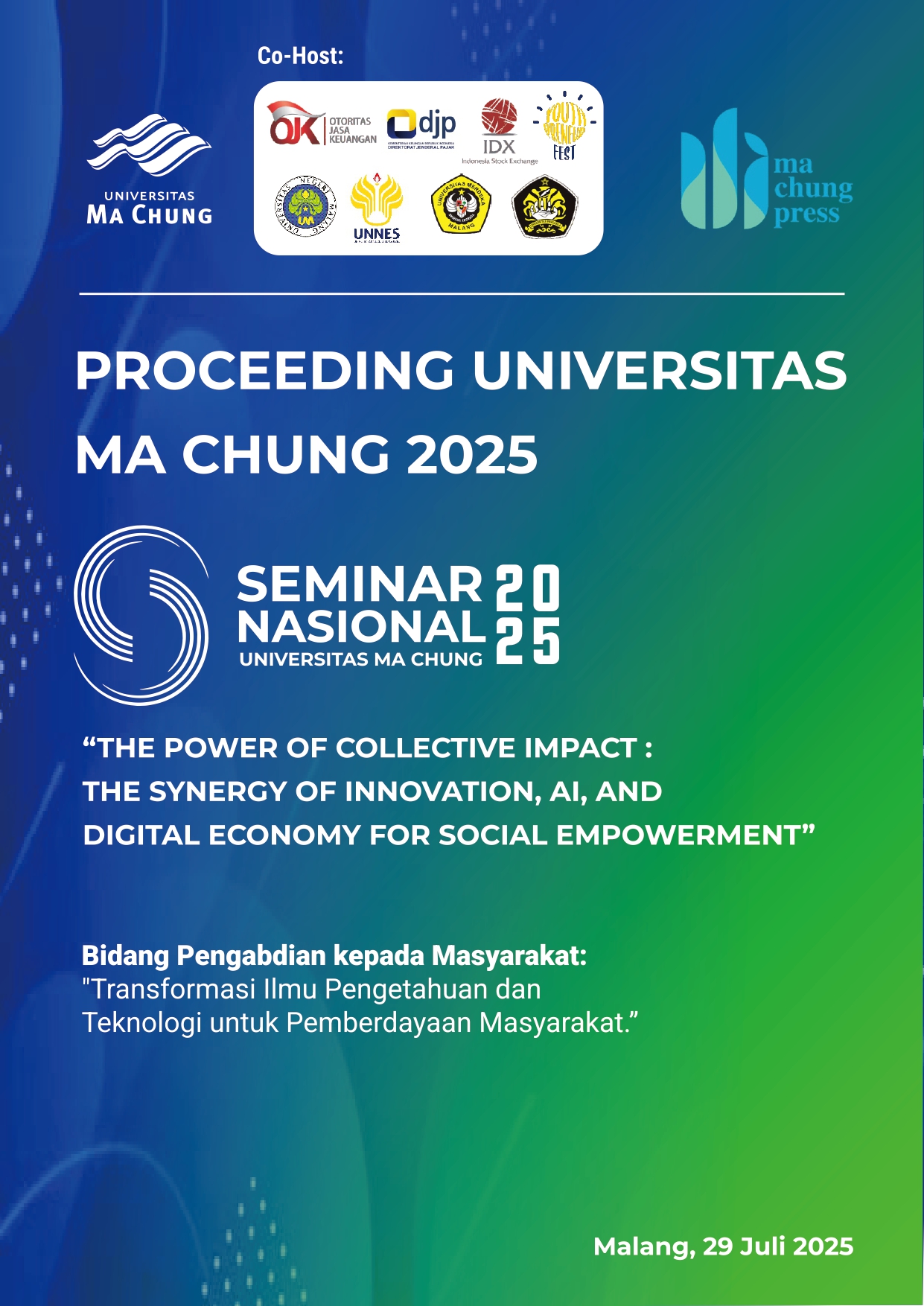 					View Vol. 5 No. 1 (2025): Prosiding SENAM 2025: Seminar Nasional Pengabdian Kepada Masyarakat Universitas Ma Chung
				