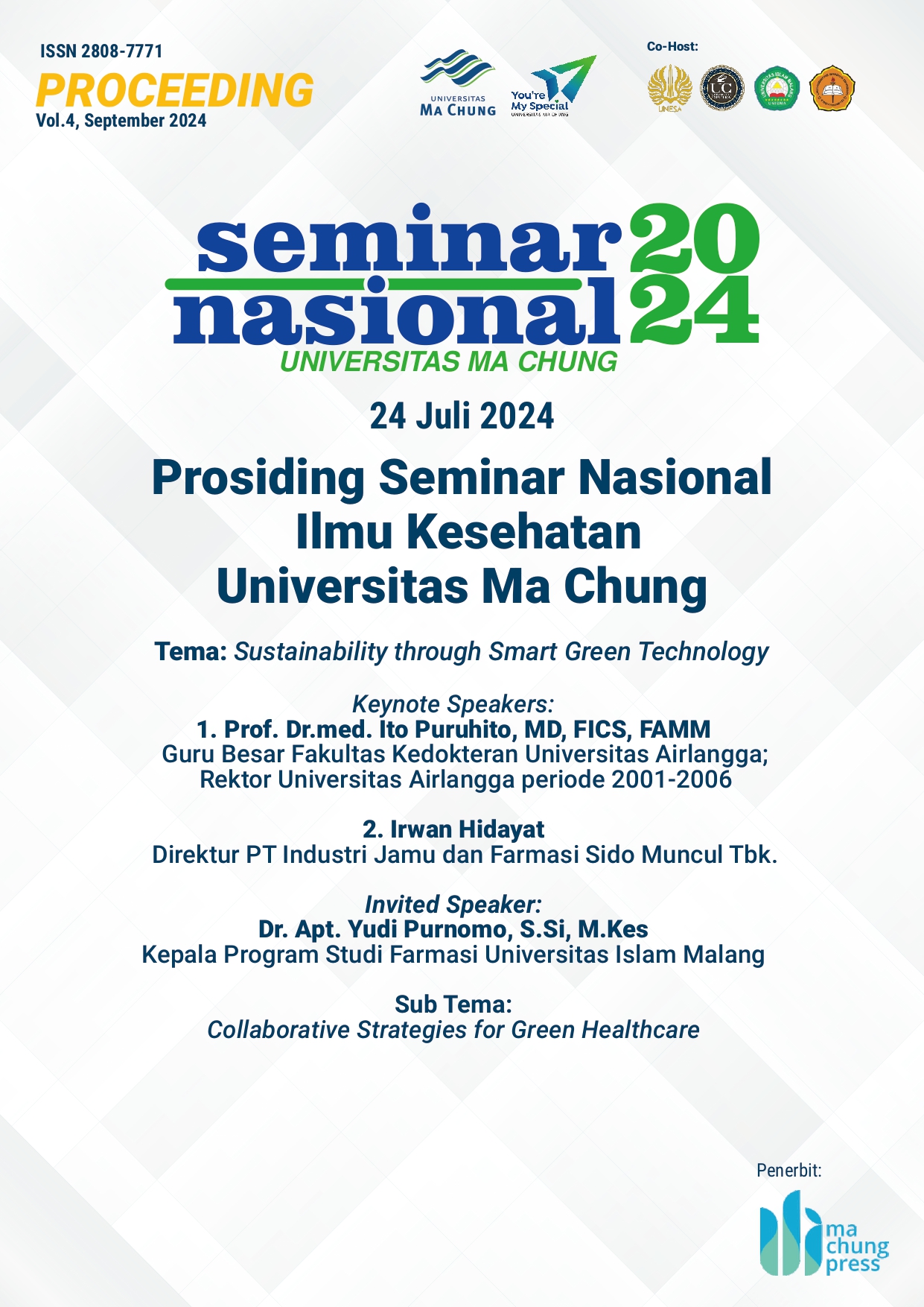 					View Vol. 4 (2024): Prosiding SENAM 2024: Seminar Nasional Ilmu Kesehatan Universitas Ma Chung
				