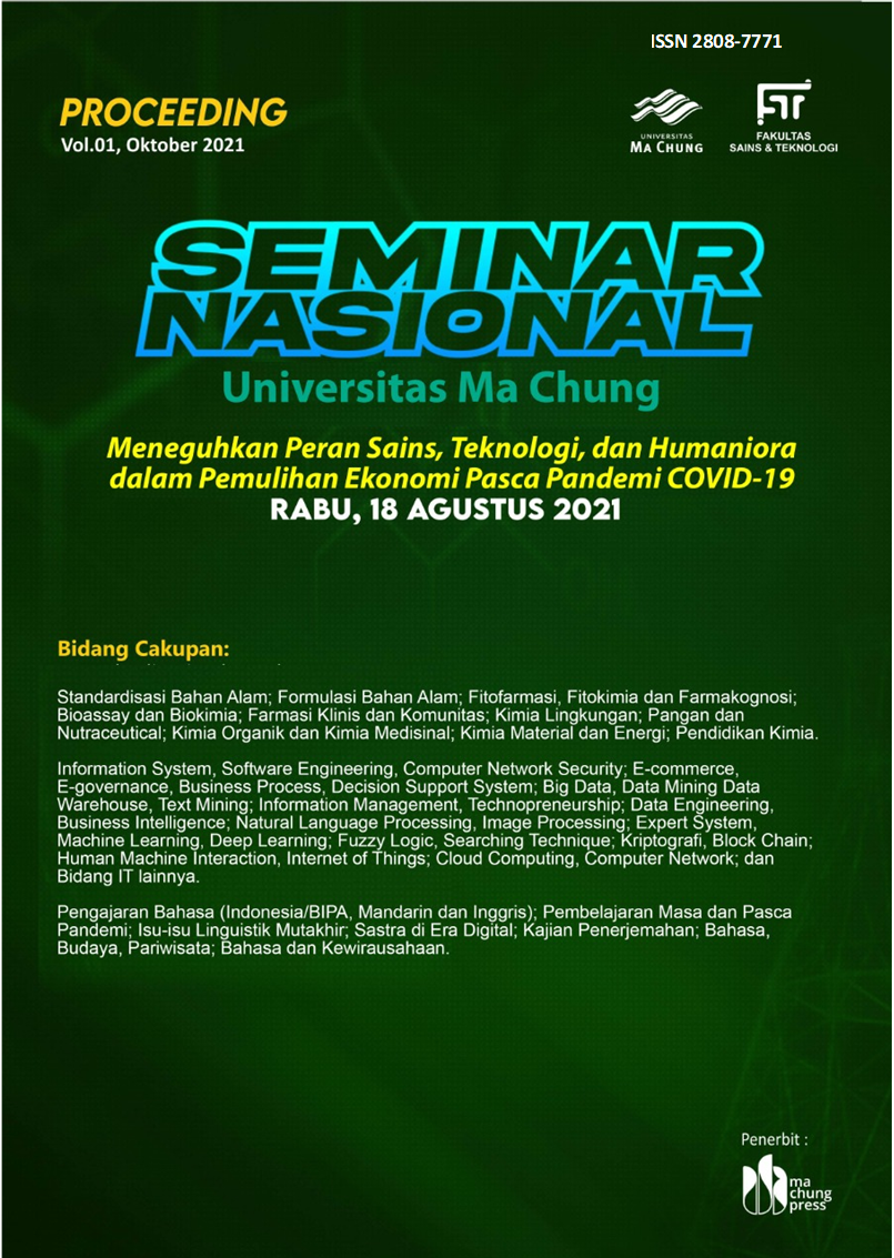 					View Vol. 1 (2021): Prosiding Seminar Nasional Universitas Ma Chung
				